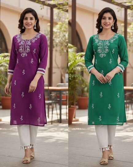 Women Chikan Embroidery Kurta