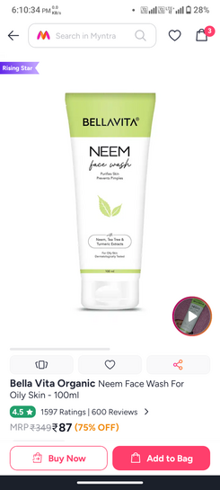 Bella Vita neem face wash 100ml