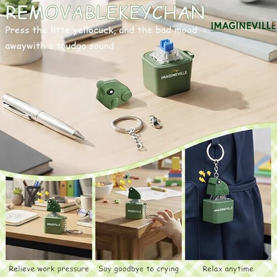 Frog Croaking Fidget Toy Keychain | LED Lights | Stress Relief | Fun Gift for Kids & Adults
