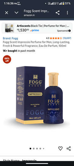 Fogg Scent Impressio Perfume for Men, Long-Lasting, Fresh & Powerful Fragrance, Eau De Parfum, 100ml