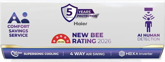 Haier 2026 Model 1.8 Ton 5 Star Split HEXA Inverter with Wi-fi AC 