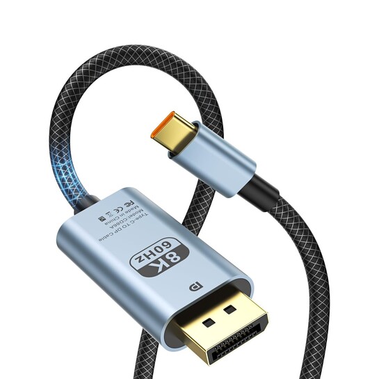USB C to DisplayPort 1.4 Cable 6.6Ft | 8K@60Hz | 4K@144Hz | HDR | Thunderbolt 3/4