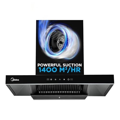 [Apply ₹3500 Coupon] Midea Falcon Auto Clean 75cm Filterless Kitchen Chimney – Motion Sensor, Black