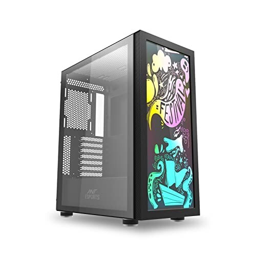 Ant Esports Graffiti Mid- Tower Computer Case/Gaming Cabinet - Black 