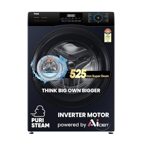 Haier 8 Kg AI Smart Wash (AI-DBT), PuriSteam, 525mm Super Drum Fully 