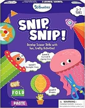 Skillmatics Scissor Skills Activity Book | 25 Activities | 2 Child-Safe Scissors | Age 3-7