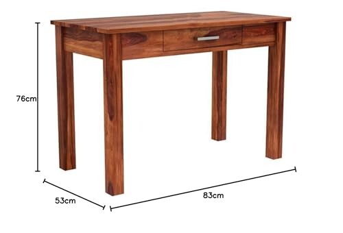 Solid Wood Folding Study Table Laptop Computer Pc Writing Foldable Desk for Home & Office Space Saving Sleek Design (Teak Finish, Standard)