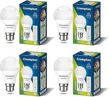 Crompton Dyna Ray 7W Round B22 LED Cool Day Light Pack of 4