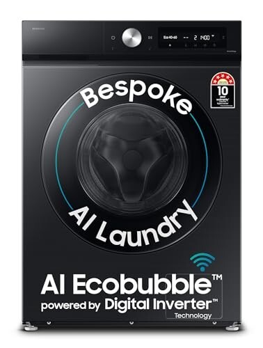 Samsung 12 kg, 5 Star, AI Control, Super Speed, Wi-Fi, Hygiene Steam with Inbuilt Heater, Digital Inverter, Fully-Automatic Front Load Washing Machine (WW12DB7B24GBTL, Black)