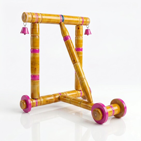 Traditional Wooden Baby Walker | Handmade Nadavandi Push Walker | 9-18 Months