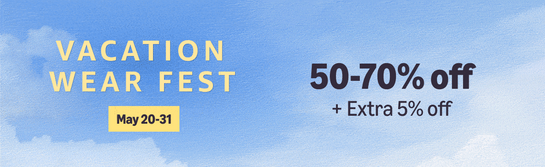 Amazon Vacation Wear Fest (May 20-31) - 50-70% Off + Extra 5% Off  