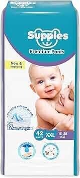 Supples Premium Baby Diaper Pants XXL | 42 Count | 12 Hrs Absorption