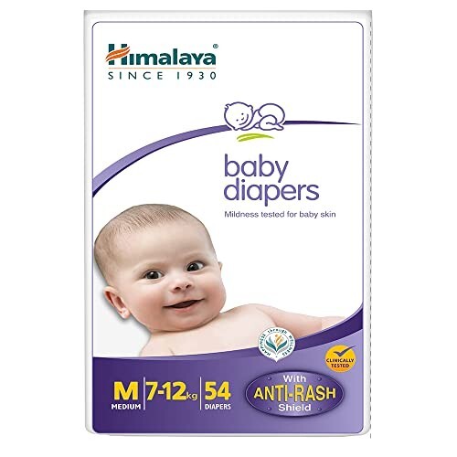 Himalaya Baby Taped Diapers, Medium (7-12 kg), 54 Count
