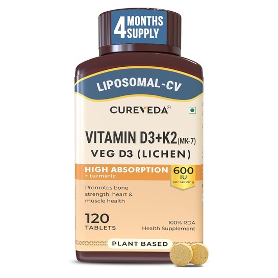 Cureveda Liposomal Vitamin D3 600 IU + Vitamin K2-7 & Turmeric