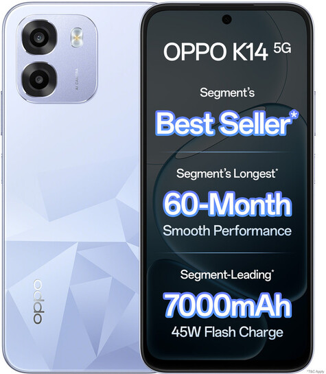  OPPO K14 5G (6 GB RAM, 128 GB, Icy Blue)
