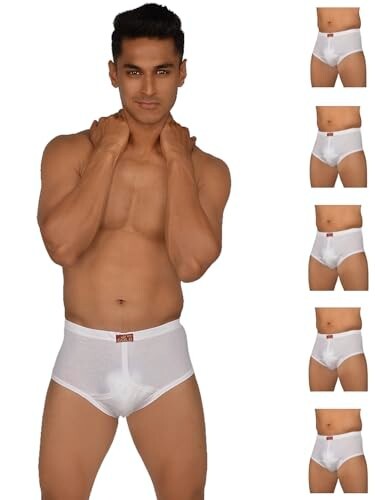 VIP Gold Men Solid White Pure Cotton Briefs Pack of 6 (Available Sizes S,L,2XL)