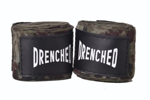 DRENCHED Elastic Cotton Hand Wraps 108' Inner Boxing Gloves Martial Arts Wraps for Men & Women|Wrist Support Hand Wrap for Boxing MMA Kickboxing Muay Thai (Cameo-Army)