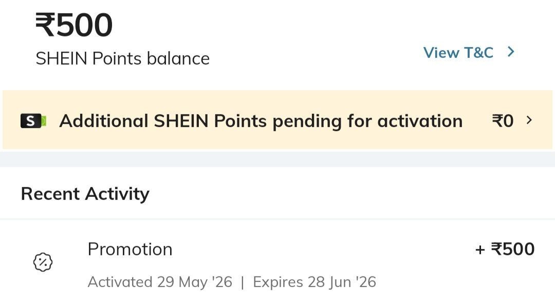 Shein added 500rs wallet cash again (maybe user specific)