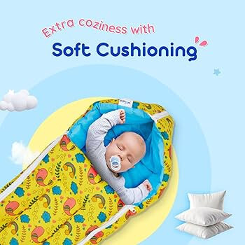BUMTUM 0-6 Months New Born Baby Unisex Cotton Carry Bag/Sleeping Bag, 3 in 1 Baby Bed