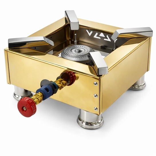 Square Catering Burner 12x12 Inch LPG Gas Stove Gold Stainless Steel Portable Commercial Stove Heavy Duty