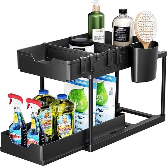 Relaywares Shelf Organizers (Black, Plastic)