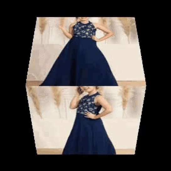 Fashion dream georgette fabric blue embroidered  maxi length, round neck, flared hem dress for kids aged 7 to 14 years