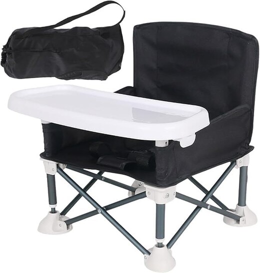 MAHOSTAV Baby Foldable Booster High Chair | Travel Beach Camping | With Tray | Multicolor