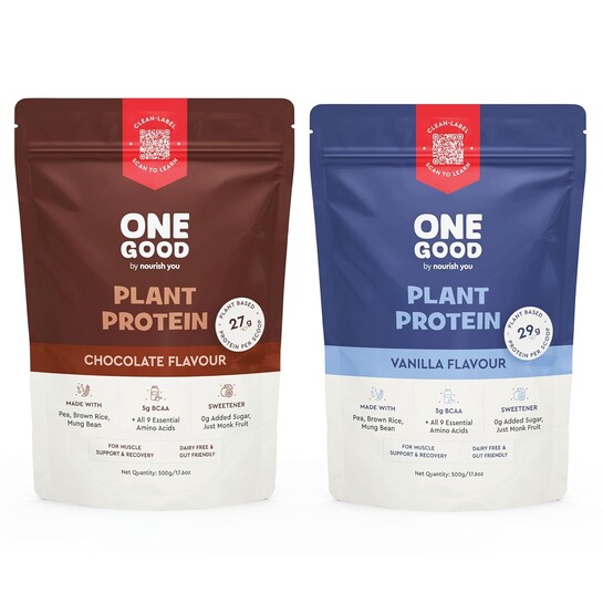 One good Plant Based Protein Powder Combo offer Value Pack – Chocolate + Vanilla (500 g Each)