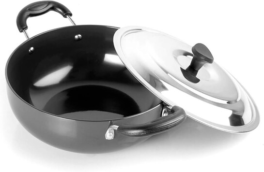 Cello Aluminum Hard-Anodised Classy Kadhai, 2.5 LTR with Steel Lid