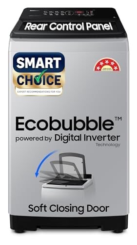 Samsung Smart Choice 8 kg, 5 star, Eco Bubble Tech,Fully-Automatic Top Load Washing Machine (WA80BG4441BGTL, Light Gray)