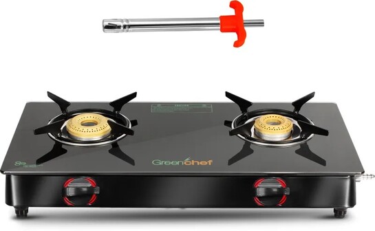 Greenchef Ebony with Lighter Glass Manual Gas Stove (2 Burners)