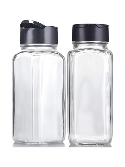 Croco Jar Transparent Glass Dishwasher Safe 2 Piece Screw Top Spice Cellar 100ml 