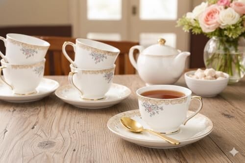 LOOT: White Tea Cups and Saucers Set @ Apply 50% Coupon Discount