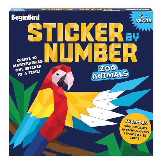 BeginBird Sticker By Number DIY Art Kit | 500+ Stickers | 10 Artworks | Age 5-11 | Kids Gift