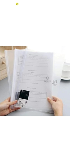 Minutes : Plastic Transparent Stick File Folder Set-1 for A4 Paper Holder Storage Case Organizer 