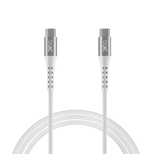 boAt Type-C C600 Tangle-Free, Sturdy w/100W/5A Fast Charging Cable & 10Gbps Data Transmission, 10000+ Bends Lifespan & Extended 1.5m Length,Compatible w/Xiaomi, Oneplus, Samsung, Vivo & Oppo(White)