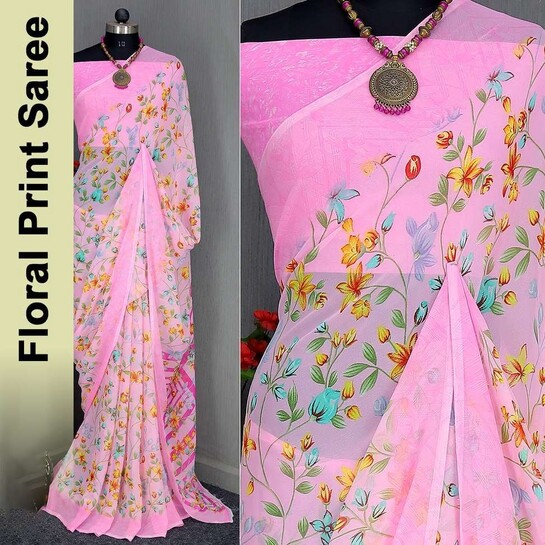 Georgette saree with unstitched blouse