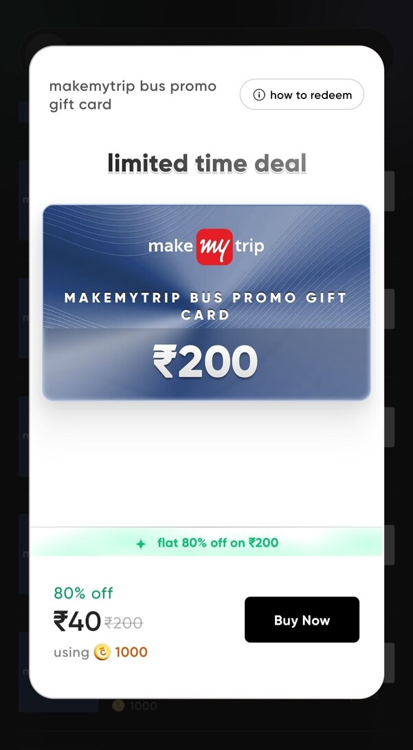 Cred  : 80% Discount on MakeMyTrip Gift Card