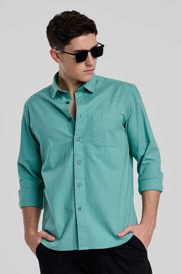 Turquoise Slim Fit Shirt | Desidime