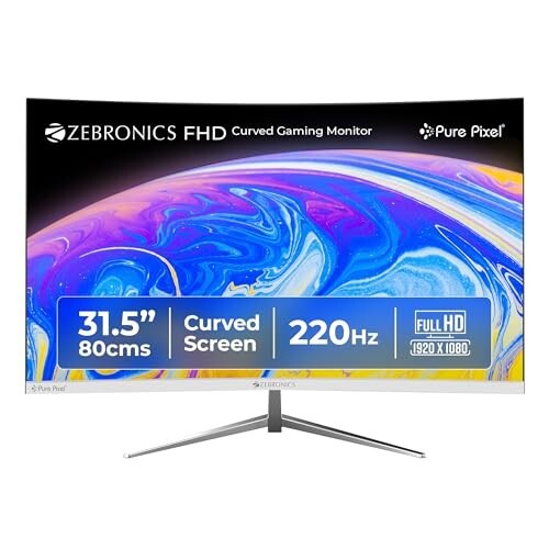 [Axis CC EMI] Zebronics 31.5" FHD Curved Gaming Monitor | 220Hz | 1ms | HDR10 | Built-in Speakers