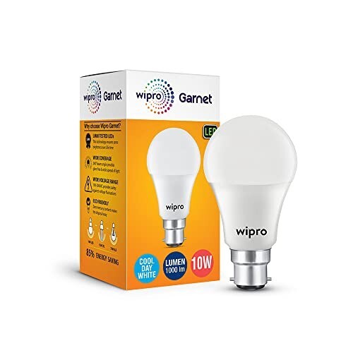 Wipro Garnet 10W LED Bulb - Cool Day White (6500K) | B22 Base (Pack of 1)