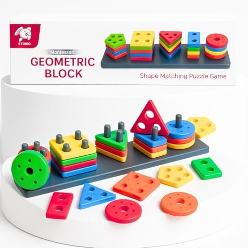 Storio Shape Sorter & Stacking Toy (26 Pcs) | Ages 1-3 Years