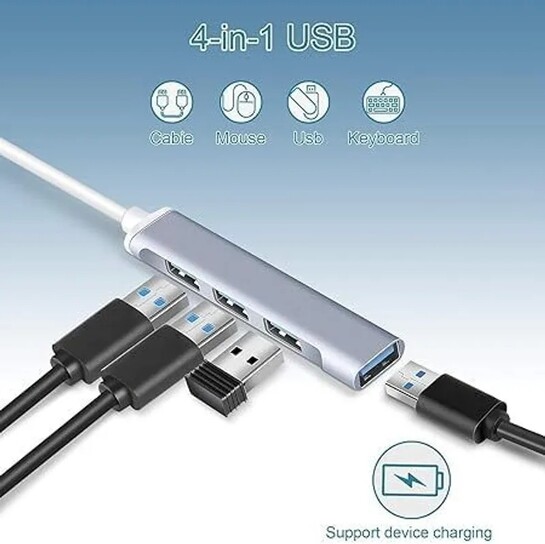 Fotokina 4-Port USB 3.0 Hub + Card Reader (Grey)