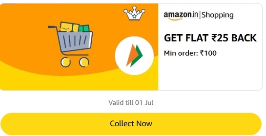 Amazon Shopping-GET FLAT ₹25 BACK Min order: ₹100 using amazon pay Upi [User Specific]
