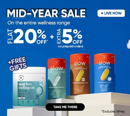 Wellbeing Nutrition Mid Year Sale - Flat 20% Off + 5% Off on Prepaid Order + Free Gift