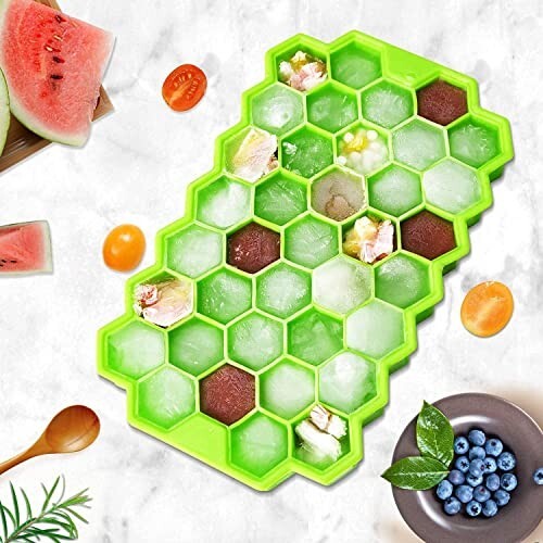 Clazkit Flexible Silicone Honeycomb 37 Cavity Ice Cube Tray 