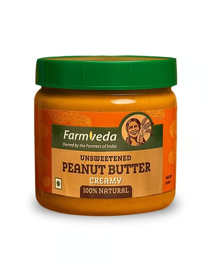Farmveda: Unsweetened Peanut Butter (Creamy) -320 gm