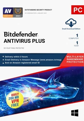 BitDefender Antivirus Plus Latest Version with Ransomware Protection (Windows) - 1 User