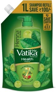 DABUR VATIKA Health Shampoo Refill Pouch | With 7 natural ingredients | Controls Frizz (1 L)