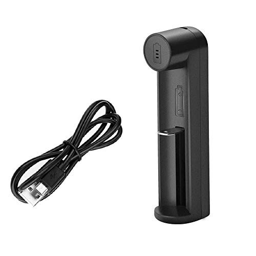 amiciSmart Smart Battery Charger for 21700 20700 26650 18650 18490 16340 14500 10400 Batteries, Single-Slot Universal Rechargeable Cell Charger with LED Indicator
